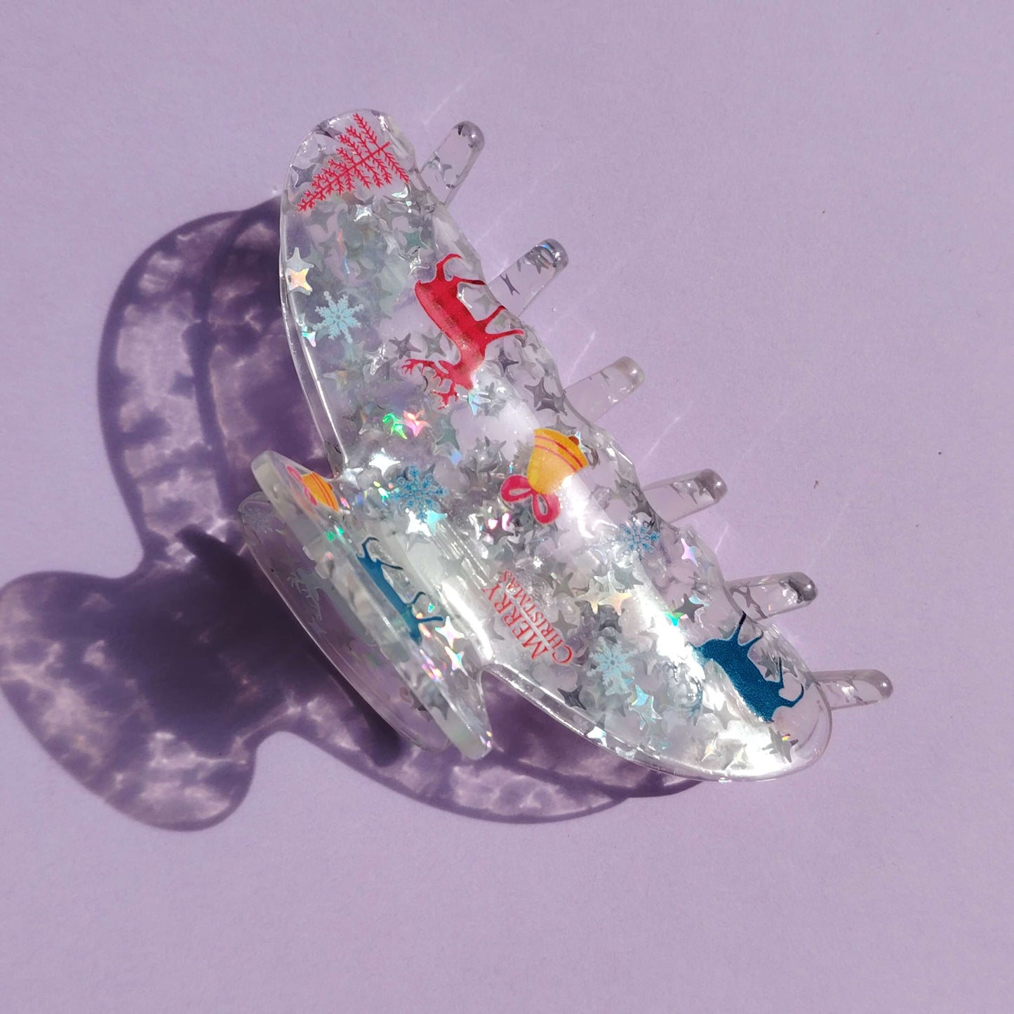 Clear Glitter Christmas Hair Claw