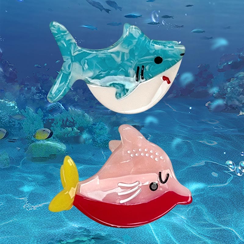 Mini Pink & Rose Dolphin Hair Claw