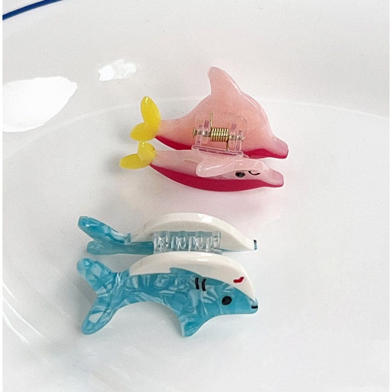 Mini Pink & Rose Dolphin Hair Claw