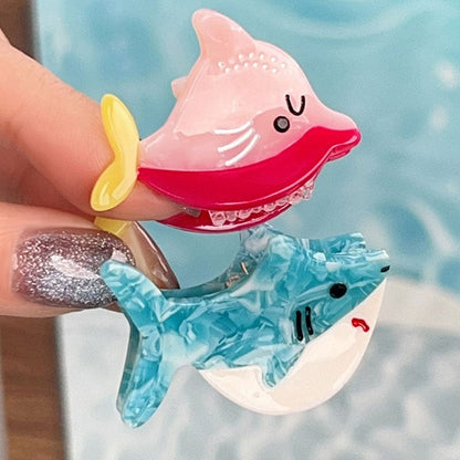 Mini Pink & Rose Dolphin Hair Claw