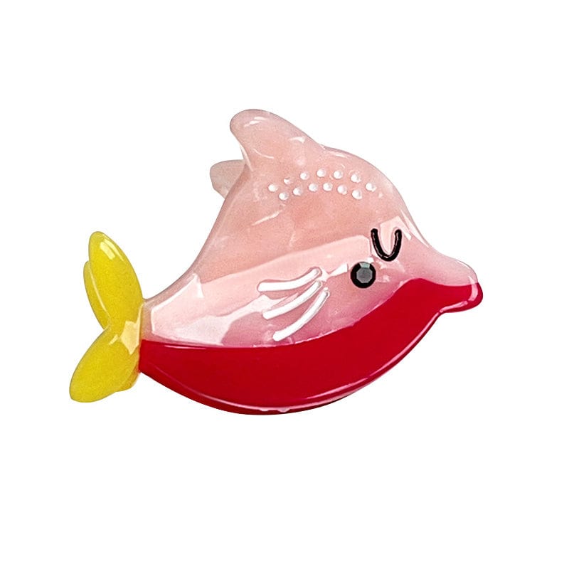 Mini Pink & Rose Dolphin Hair Claw