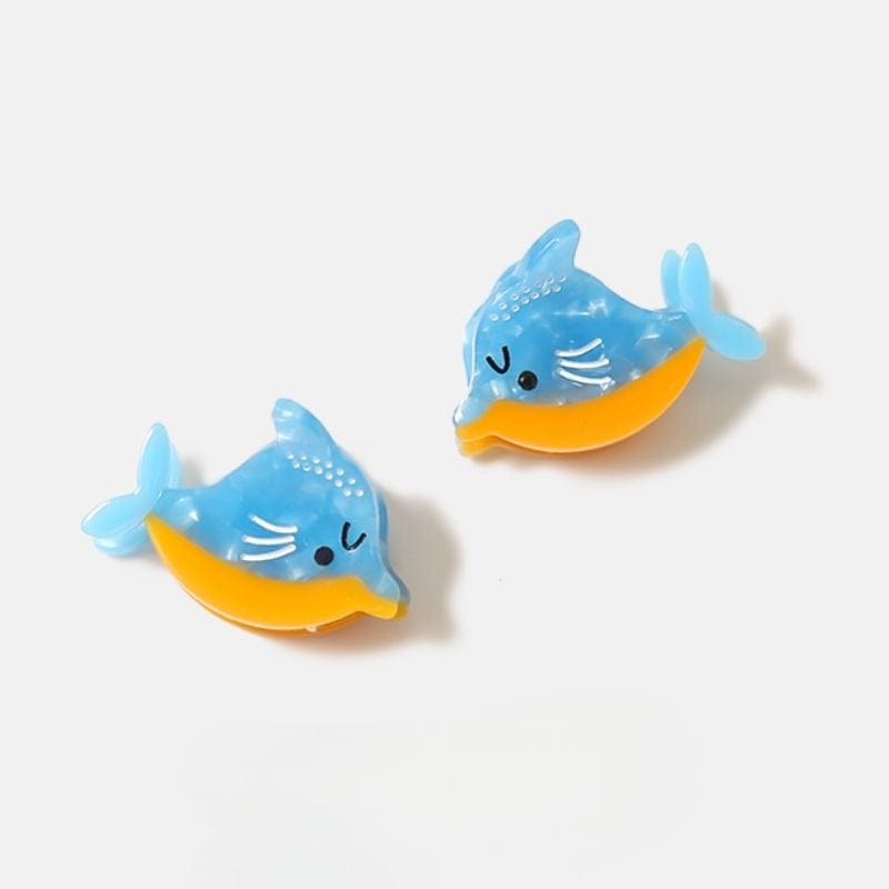 Mini Yellow & Blue Dolphin Hair Claw