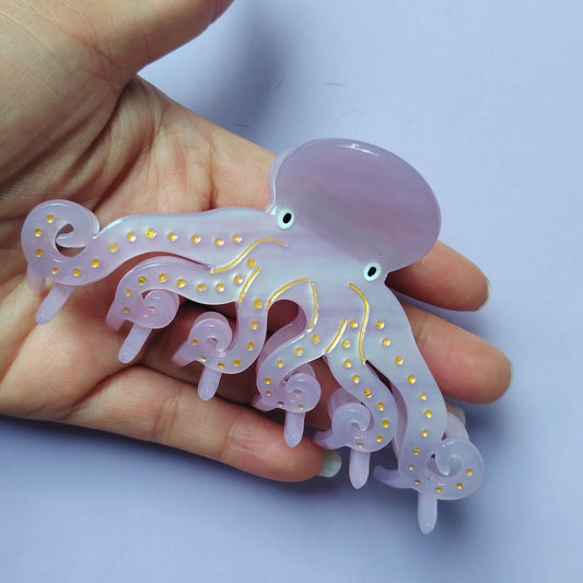 Large Pink Octopus Hair Claw