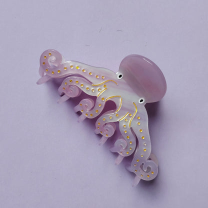 Large Pink Octopus Hair Claw