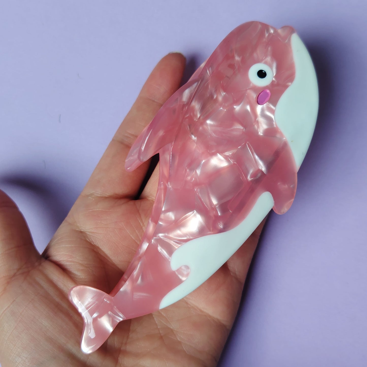 Large Pink Whale Hair Claw