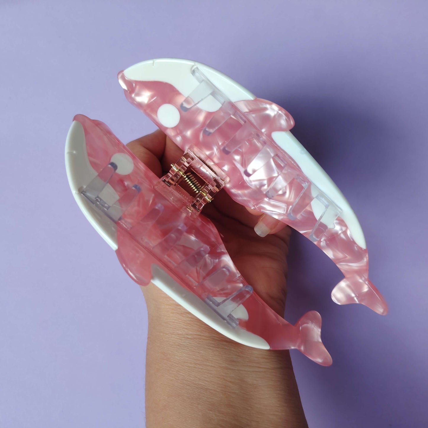 Large Pink Whale Hair Claw