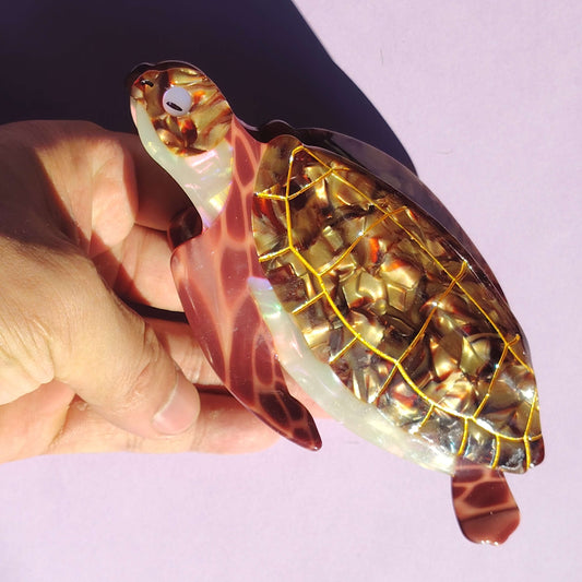 Jumbo Brown Sea Turtle Hair Claw