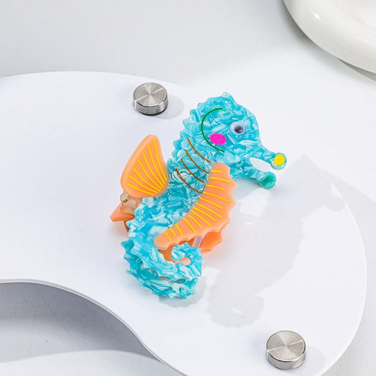Medium Cute Marine Seahorse Hair Claw