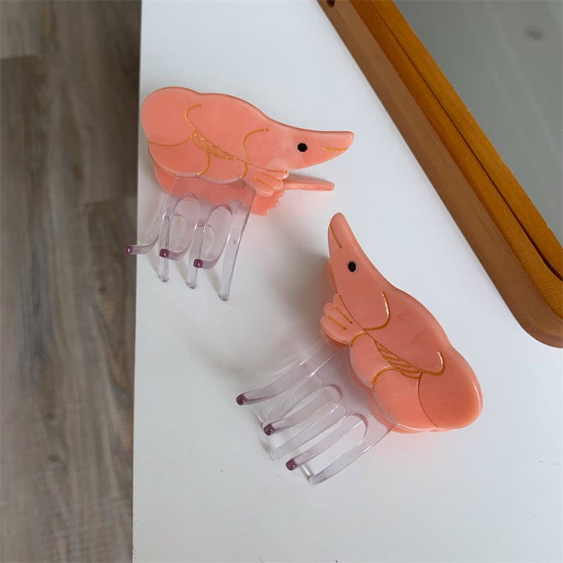Small Orange Shrimp Hair Claw