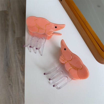 Small Orange Shrimp Hair Claw