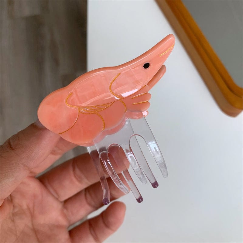 Small Orange Shrimp Hair Claw
