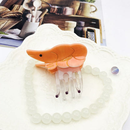 Small Orange Shrimp Hair Claw