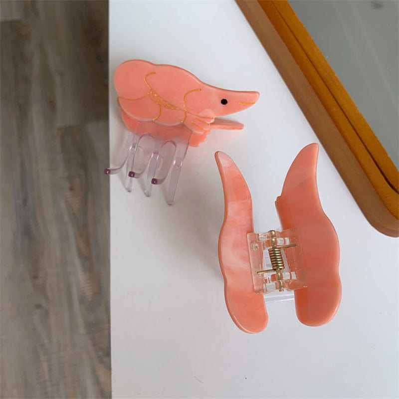 Small Orange Shrimp Hair Claw