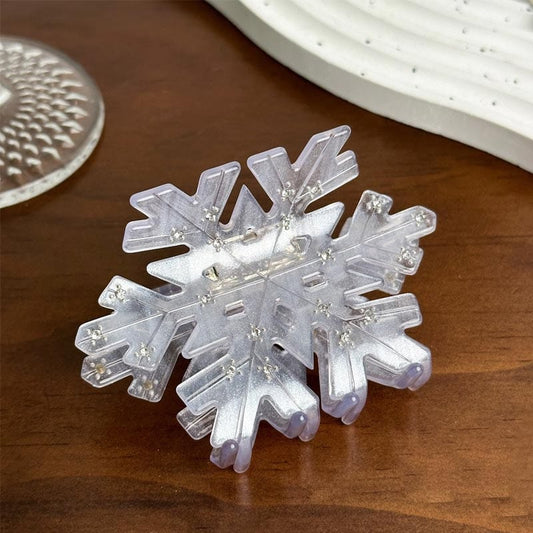 Medium Transparent White Snowflake Hair Claw
