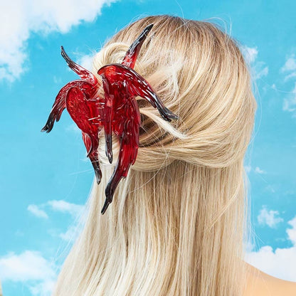 Transparent Black And Red Gradient Angel Hair Claw