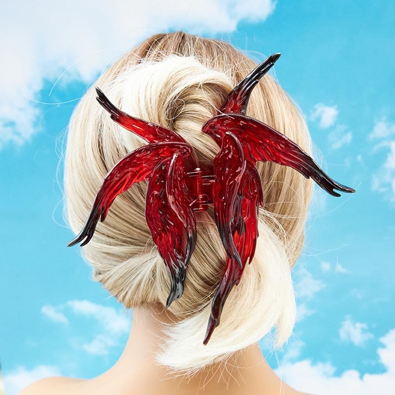 Transparent Black And Red Gradient Angel Hair Claw