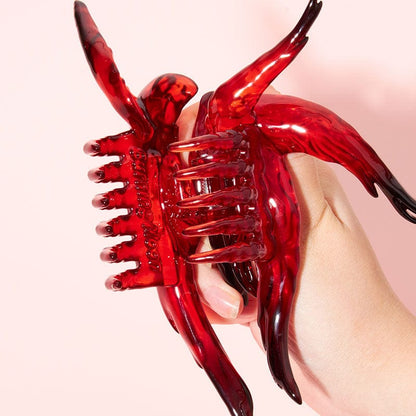 Transparent Black And Red Gradient Angel Hair Claw