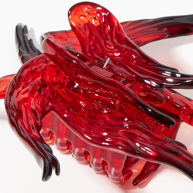 Transparent Black And Red Gradient Angel Hair Claw