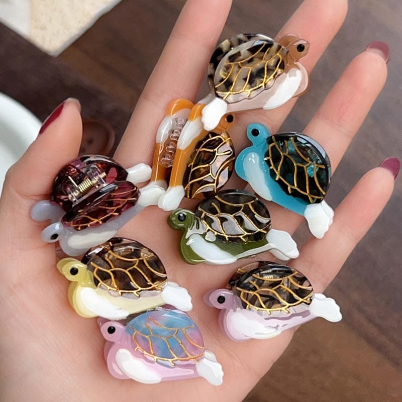 Mini Brown Turtle Hair Claw