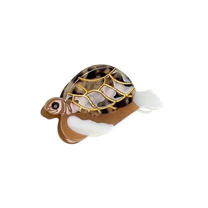 Mini Brown Turtle Hair Claw