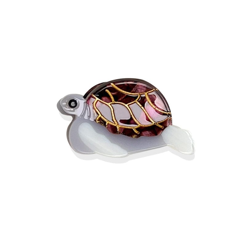 Mini Gray Purple Turtle Hair Claw