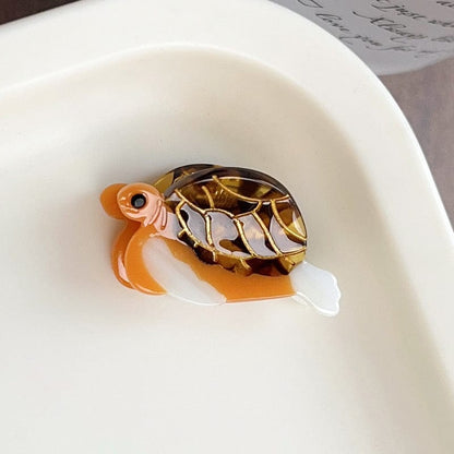 Mini Orange Turtle Hair Claw