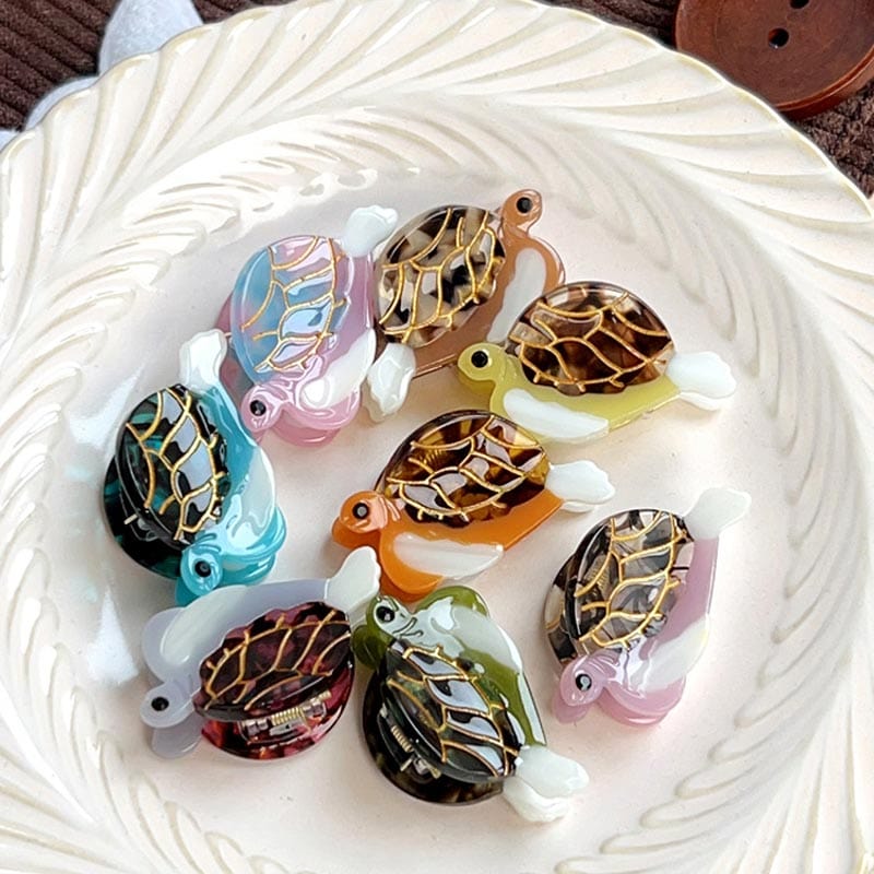 Mini Orange Turtle Hair Claw