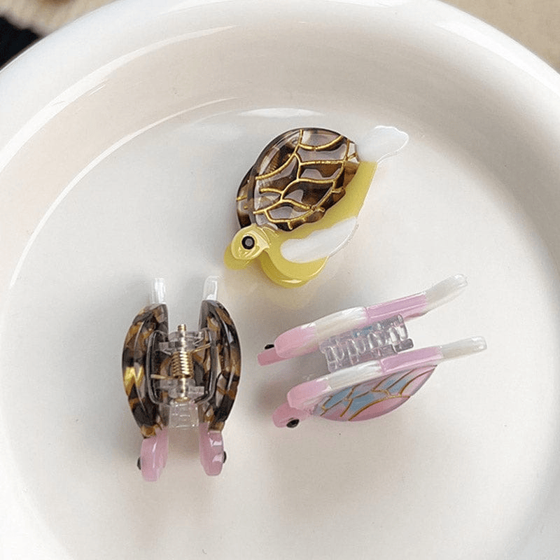 Mini Pink Turtle Hair Claw
