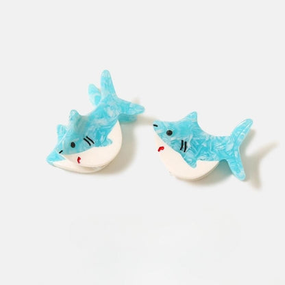 Mini Blue Textured Whale Shark Hair Claw