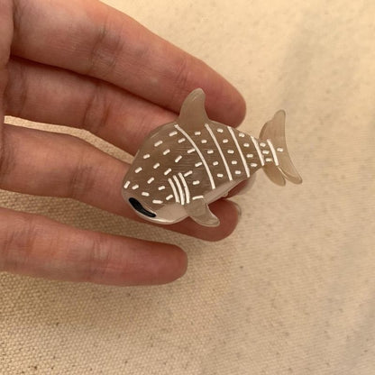 Mini Gray-Brown Whale Shark Hair Claw