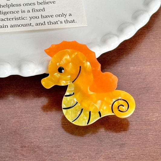 Orange Seahorse Hair Clip