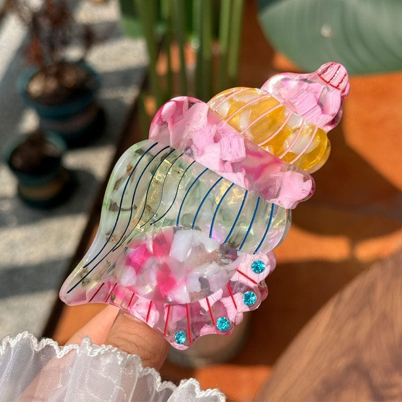 Small Diamond Colorful Conch Hair Claw Clips | Lemonschunks