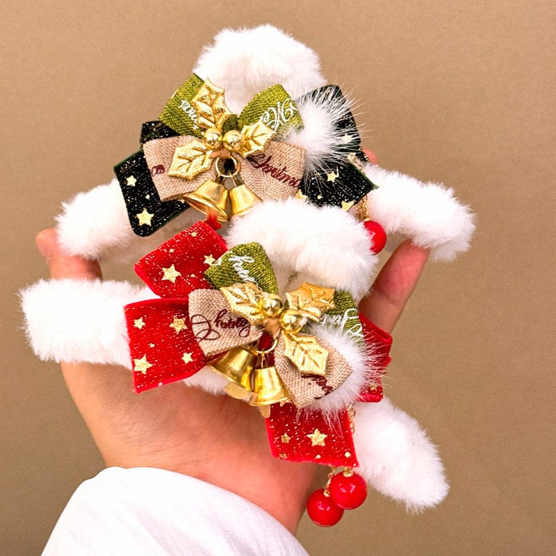 Jumbo Green Christmas Bells And Bows Hair Claw