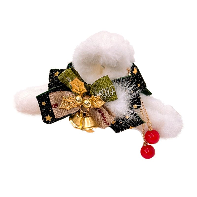 Jumbo Green Christmas Bells And Bows Hair Claw