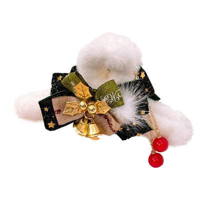 Jumbo Green Christmas Bells And Bows Hair Claw