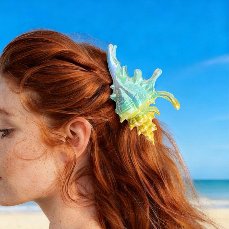 Jumbo Mustard And Blue Conch Hair Claw