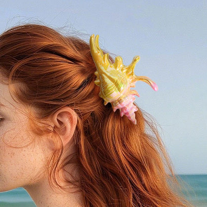 Jumbo Mustard And Pink Conch Hair Claw