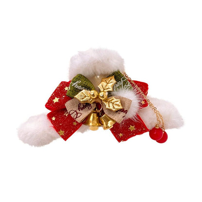 Jumbo Red Christmas Bells And Bows Hair Claw