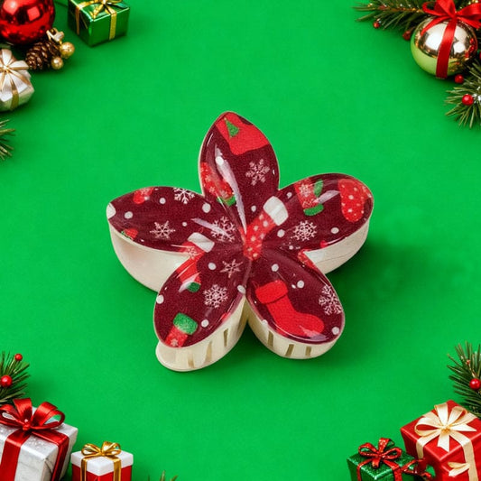 Medium Christmas Style Frangipani Hair Claw