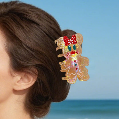 Medium Gingerbread Man with Bow Hair Claw