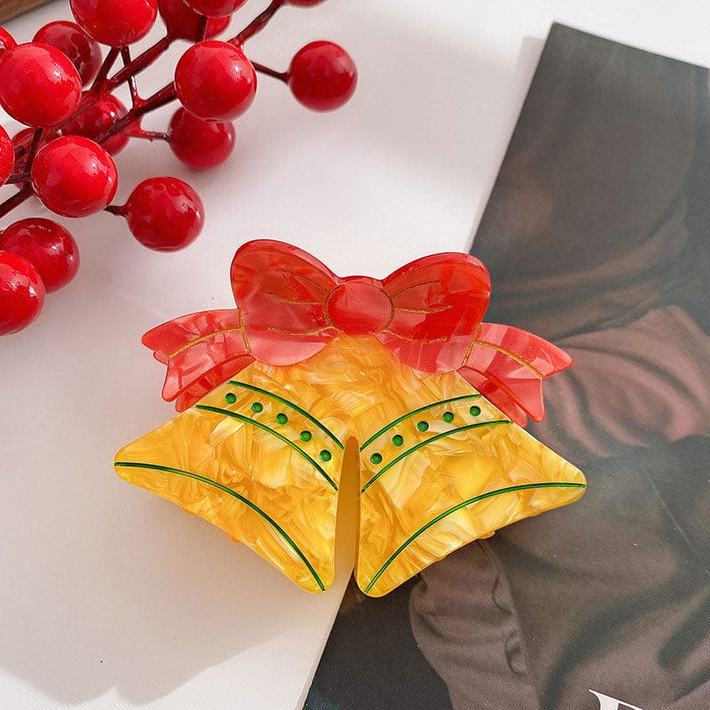 Medium Green Christmas Bells Hair Claw