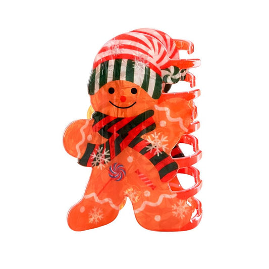 Medium Green Hat Gingerbread Man Hair Claw