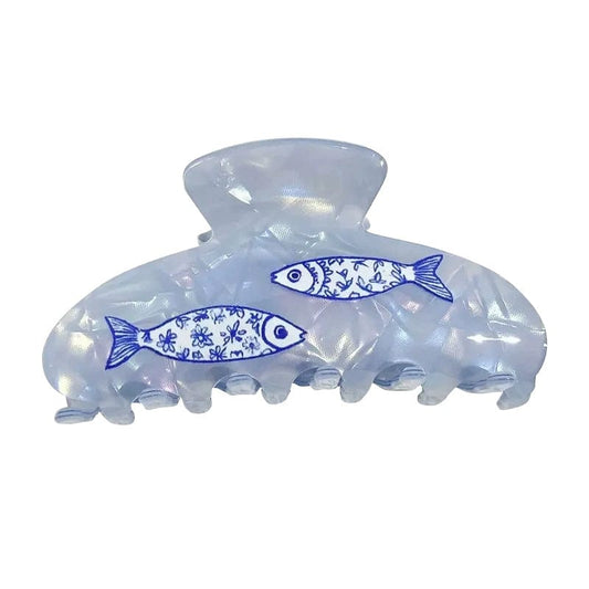 Medium Little Blue Cartoon Fish Hair Claw Clips