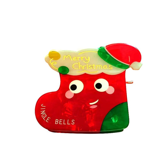 Medium Red Christmas Stockings Hair Claw