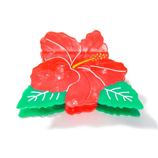Medium Red Flowers Hair Claw Clips