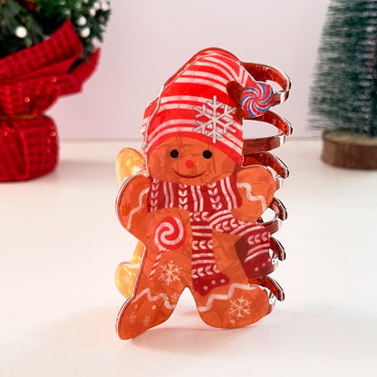 Medium Red Hat Gingerbread Man Hair Claw