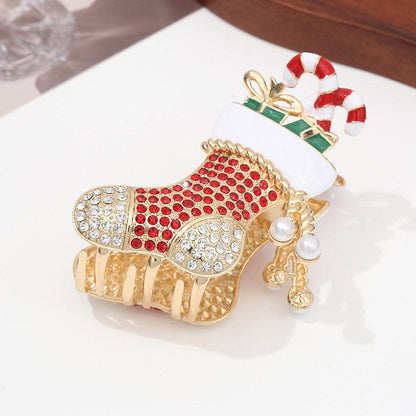 Medium Rhinestone Studded Christmas stockings Hair Claw