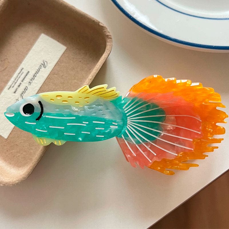 Large Orange Guppies Hair Claw Clips | Lemonschunks