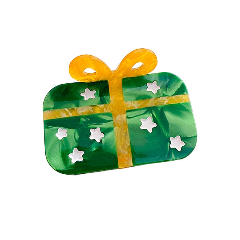 Small Yellow Rectangular Christmas Gift Hair Claw