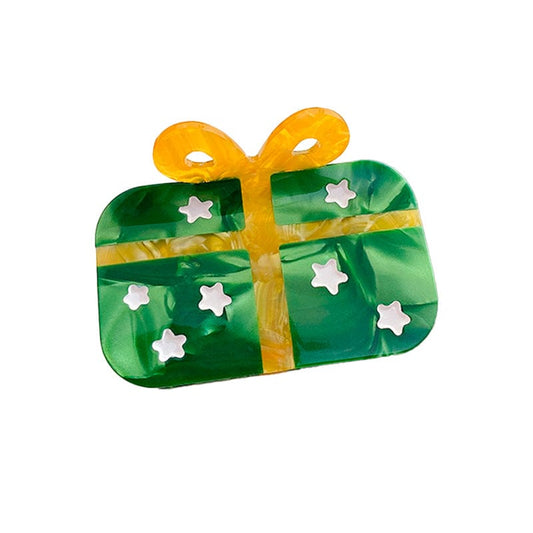 Small Yellow Rectangular Christmas Gift Hair Claw